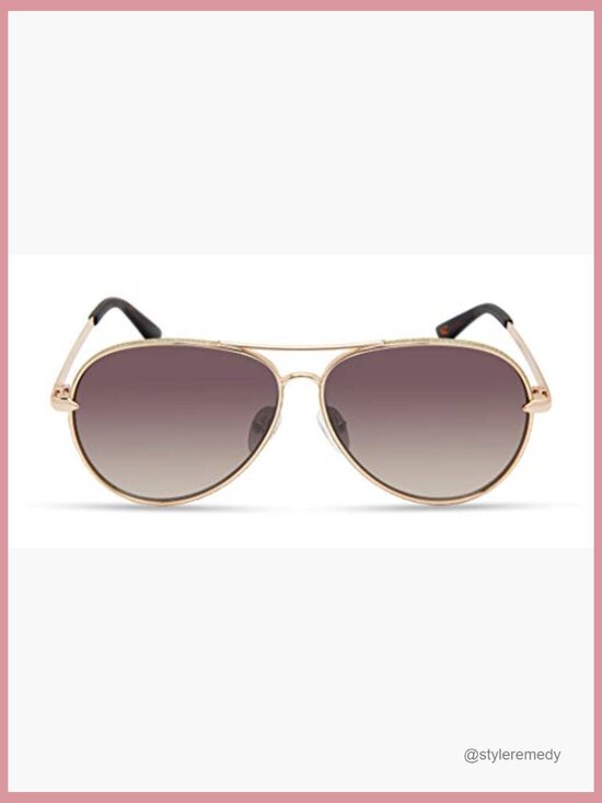 Metal Aviator Sunglasses with Glitter Rim, Brown Gradient Flash Lenses main image 7
